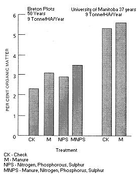 Figure 4. Effect of manure on soild organic matter.