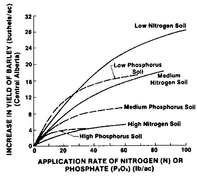 Figure 1. Response comparison to nitrogen and phosphorous on barley.