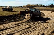 A newly constructed waterway may need protection until the grass cover is established.